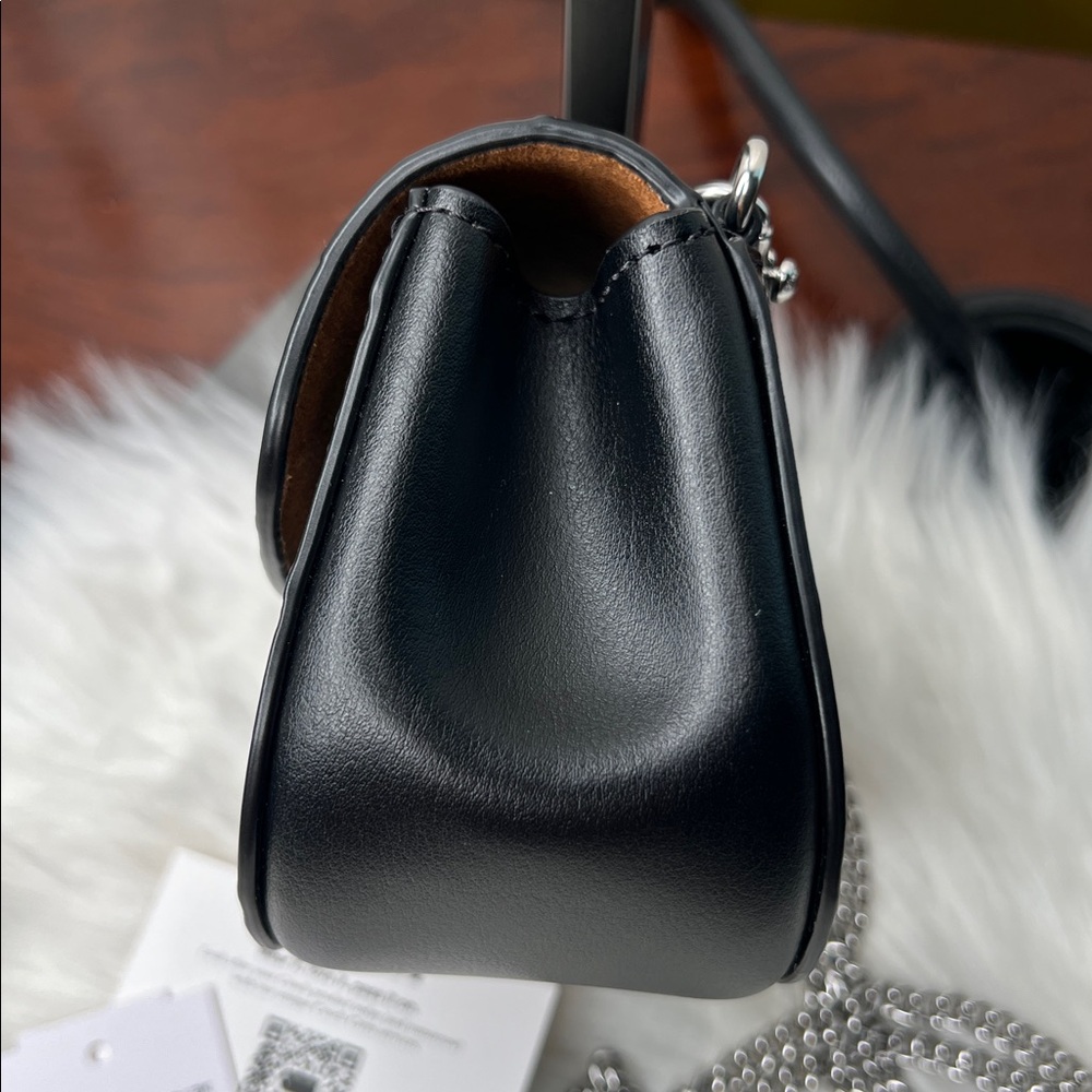 Coach Black Croc Embossed Turnlock Card Case Mini With Chain Bag Retail $228 NWT - Picture 5 of 17